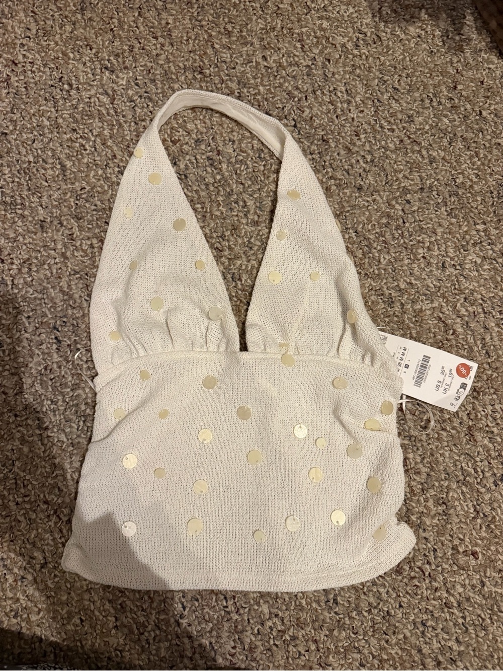 zara sequin halter top
